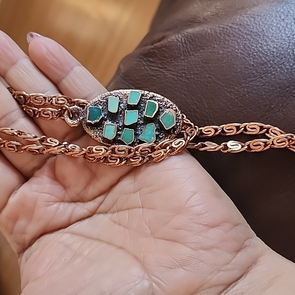 Solid copper vintage Bell Trading Post Copper & Turquoise Southwestern Necklace - Picture 7 of 7